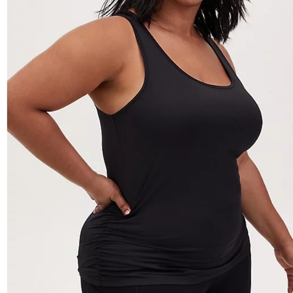 torrid Tops - Torrid Black Shirred Wicking Active Tank